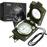 Anbte Hiking Compass, IP65 Waterproof Metal Compass for Camping Navigation | with Sighting Clinometer, Compass Hiking Survival with Carry Bag, Multifunctional Compass for Hunting Hiking Geology Activity