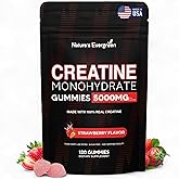 Creatine Monohydrate 5000mg Gummies, Pre-Workout 5g Creatine Gummy Supplement for Men & Women: Muscle Builder & Energy Boost, Sugar Free, Vegan, Strawberry Flavor, (120 Count) Made in USA
