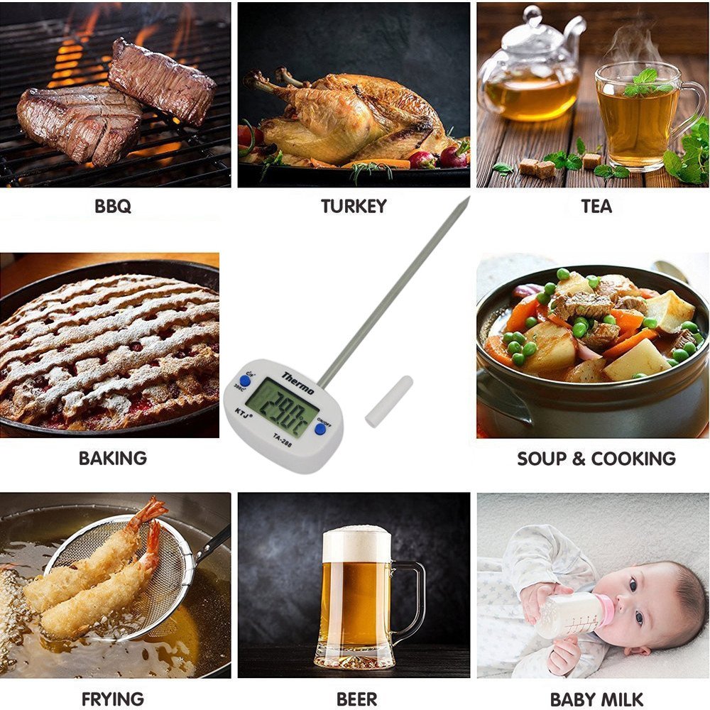 Houshelp Digital Meat Thermometer Instant Read Cooking Thermometer for Outdoor Cooking BBQ Digital Food Thermometer White