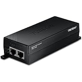 TRENDnet Gigabit Power Over Ethernet Plus Injector,TPE-115GI | PoE+ (30W) Power Network Distances Up to 100M (328 ft.), Metal Housing, Black