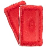 ZAROCRUS 17” x 10” Rectangular Large Serving Platters, 2 Pieces Melamine Serving Trays Sets for Serving Food For Christmas, Mother's Day, Parties, Wedding, Gatherings, Dishwasher Safe. Reactive Red