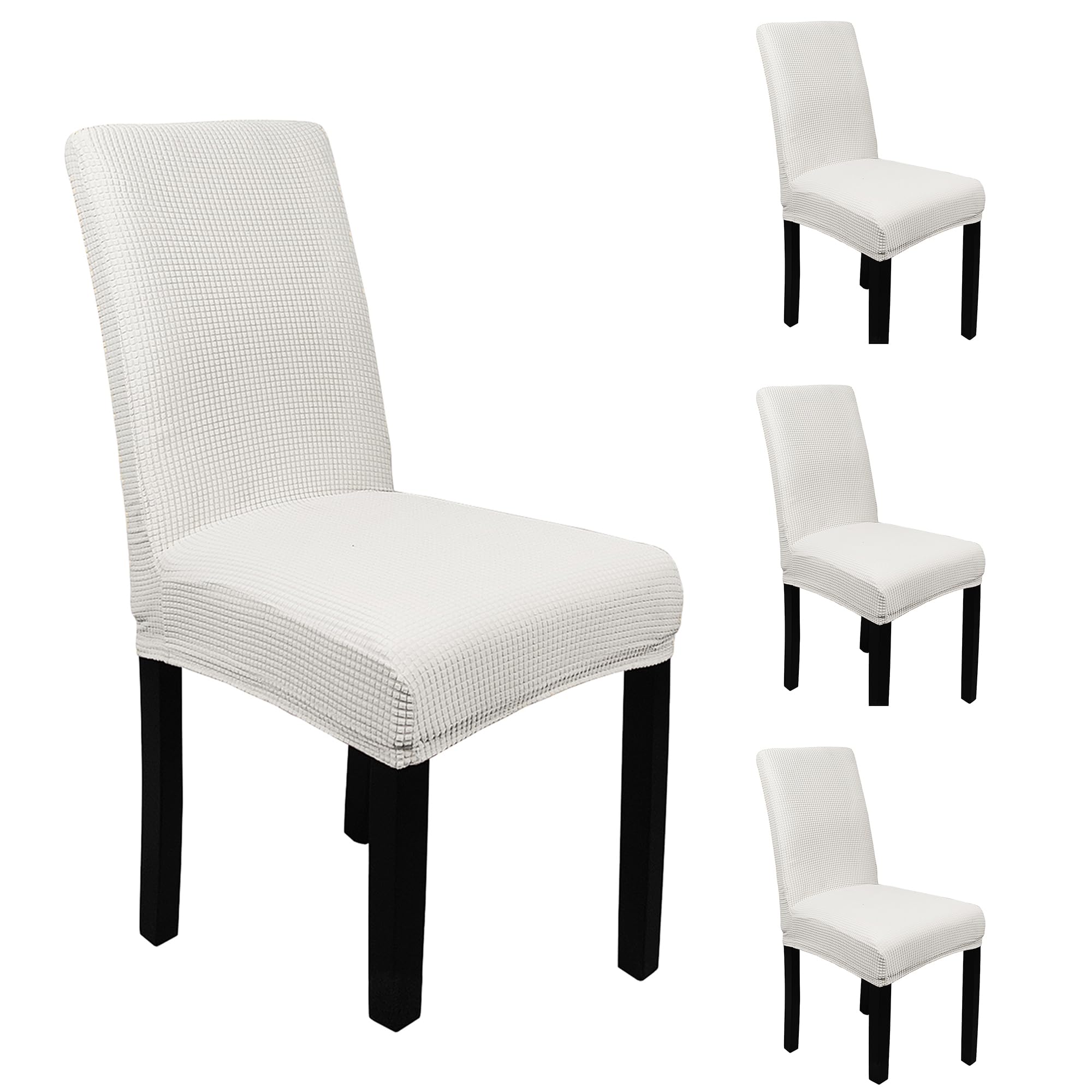 Trimming Shop Velvet Stretch Chair Covers, Spandex Dining Chair Slipcovers, Elastic Removable Washable Chair Seat Covers, Parsons Chair Protectors for Dining Room, Hotel, Wedding, White, 4pcs โ image 1