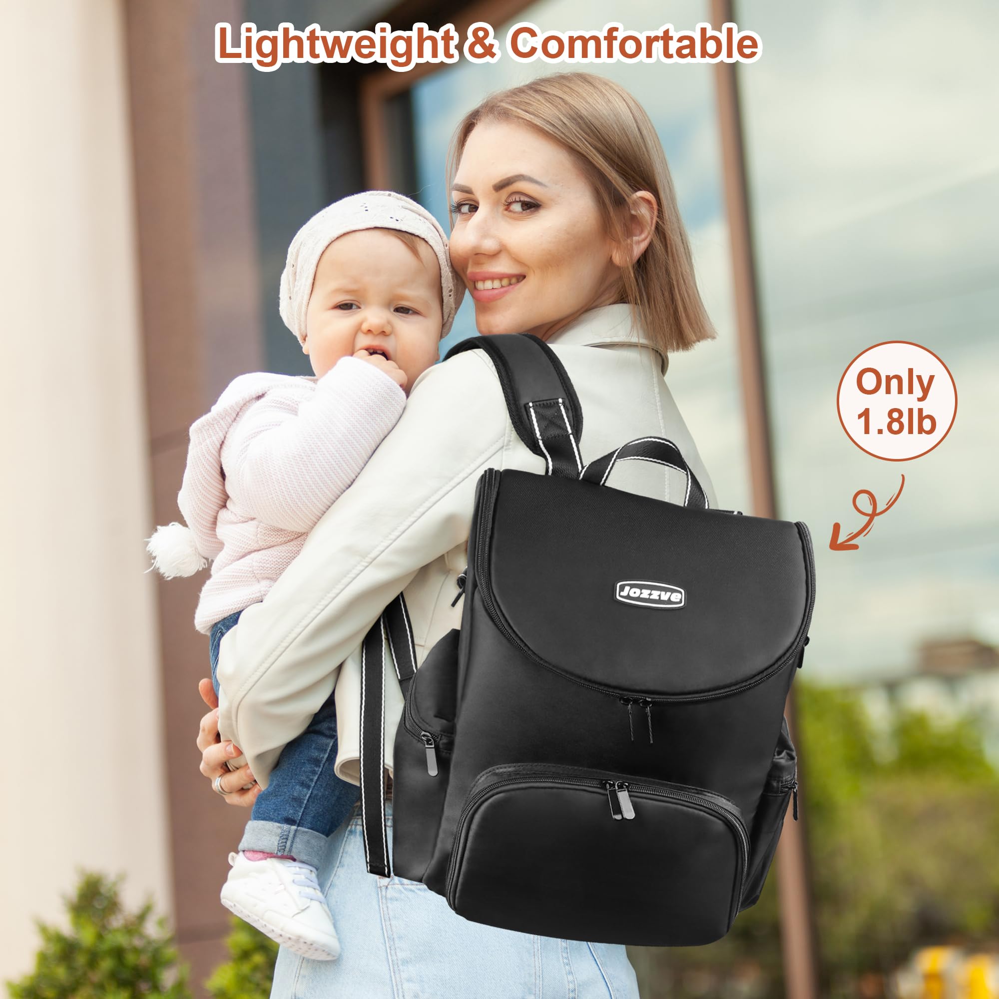 Baby Diaper Bag Backpack, Multifunction Waterproof Travel Diaper Bag with Stroller Straps, Large Capacity Diaper Bag Backpack for Boys Girls - Baby Registry Search Shower Gifts - Black