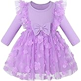 DeeFant Toddler Girl Dress Long Sleeve Fall Toddler Tulle Birthday Dresses 1-8Y