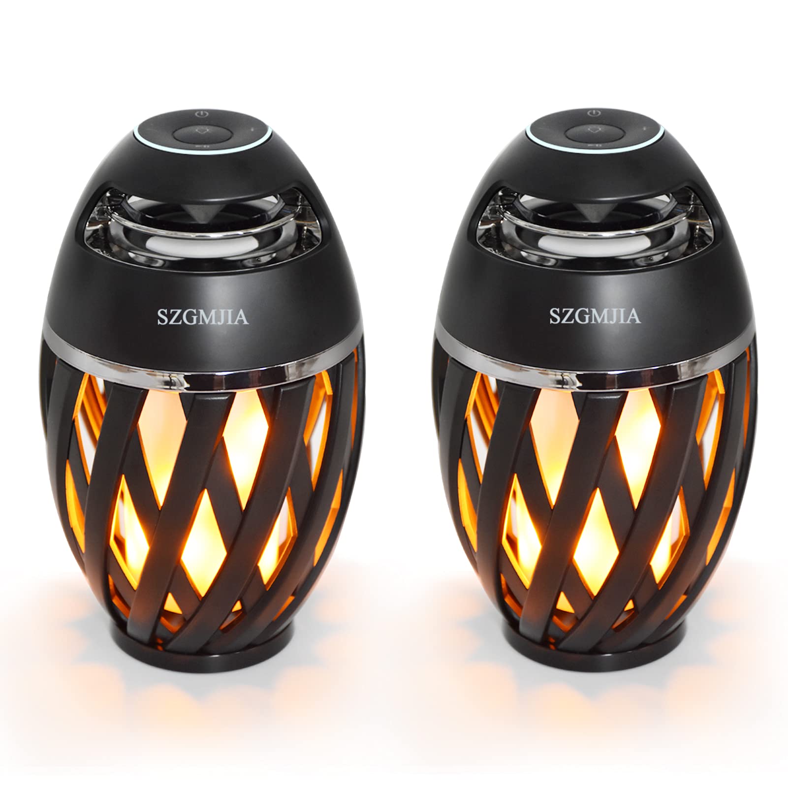 SZGMJIA 2-Pack Led Flame Speakers, Flame Torch Atmosphere Speaker Bluetooth 4.2 Wireless Portable Outdoor HD Audio Waterproof Speaker with LED Flickers Warm Night Lights for iPhone/iPad/Android