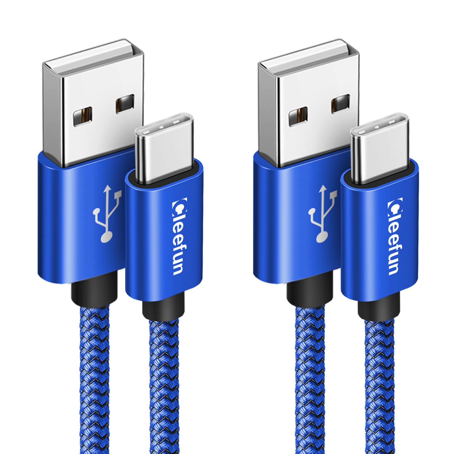 CLEEFUN USB A to USB C Cable 1m 2Pack, USB to Type C Charger Cable, 3A Fast Charging USBC Lead for Samsung Galaxy S25 S24 S23 S22 S21 S20 Plus, A53 A55 A15 A25, Durable & High-Speed Charging