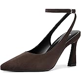 Susanny Womens Slingback Closed Toe Ankle Strap High Heels Pointed Toe Pumps Comfortable Stiletto Sexy Buckle Strappy Dressy Shoes for Wedding Bridal Party Work