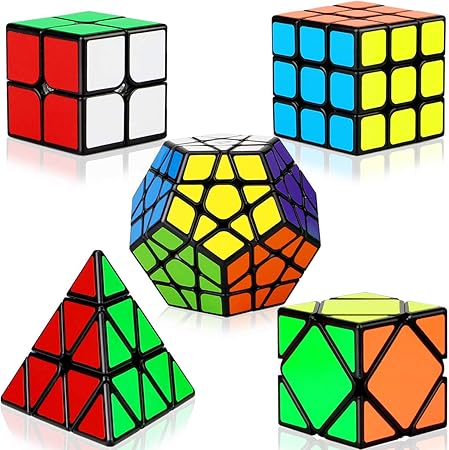 D ETERNAL Rubiks Rubix Rubic Cube Combo Set of 2x2 3x3 Pyraminx Triangle Megaminx & Skewb Cube