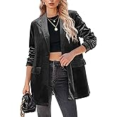 GRAPENT Velvet Blazers Jackets for Women Business Casual Oversized Long Suit Jacket Dressy Cardigan Blazer Work Office