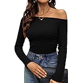 Off The Shoulder Tops for Women Asymmetriacl Sexy Ruched One Shoulder Long Sleeve Going Out Top 2025 Fall Clothes