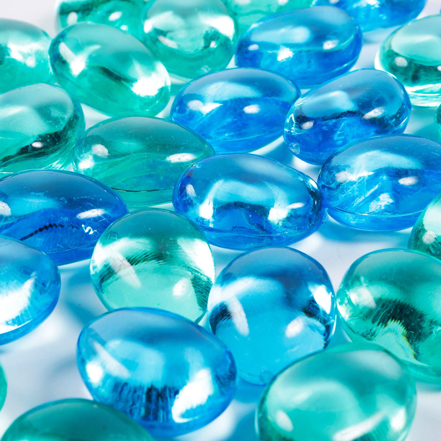 26pcs Oval Clear and Color Mixed Aquarium Stones Marbles Tabletop Decorative Stones Vase Filler Beads for Planter Decoration