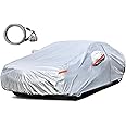 Kayme Car Cover for Automobiles All Weather Waterproof with Lock and Zipper Door, Outdoor Cover Sun Uv Rain Protection, Fit S