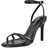 Elisabet Tang Women's 4 inch Strappy High Heel Sandals - Elegant Ankle Strap Open Toe Dress Shoes for Wedding Party Evening