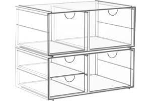 YFXCVSL Arcylic Makeup Organzier with 5 Drawers, Clear Stackable Storage Drawers, Bathroom Countert Organizer,Plastic Storage Bins For Vanity, Cabinets, Pantry, Home Organization and Storage