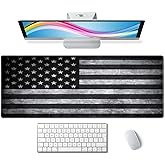 American Flag Desk Mat Pad Black and Grey Large Mouse Pad XL Desk Pad Gaming Mousepad Extended Keyboard Mat 31.5 x 11.8 in Laptop Computer Keyboard Pad Mouse Mat for Office Desk Decor