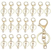 30Sets Gold Lobster Claw Clasps Keychains, Hook with Flat Split Keychain Ring for DIY, Craft, Jewelry Making
