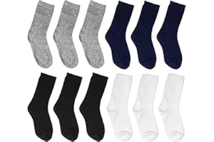 Falari 12-Pack Girl Toddler Kids Cotton Crew Socks, Athletic School Socks