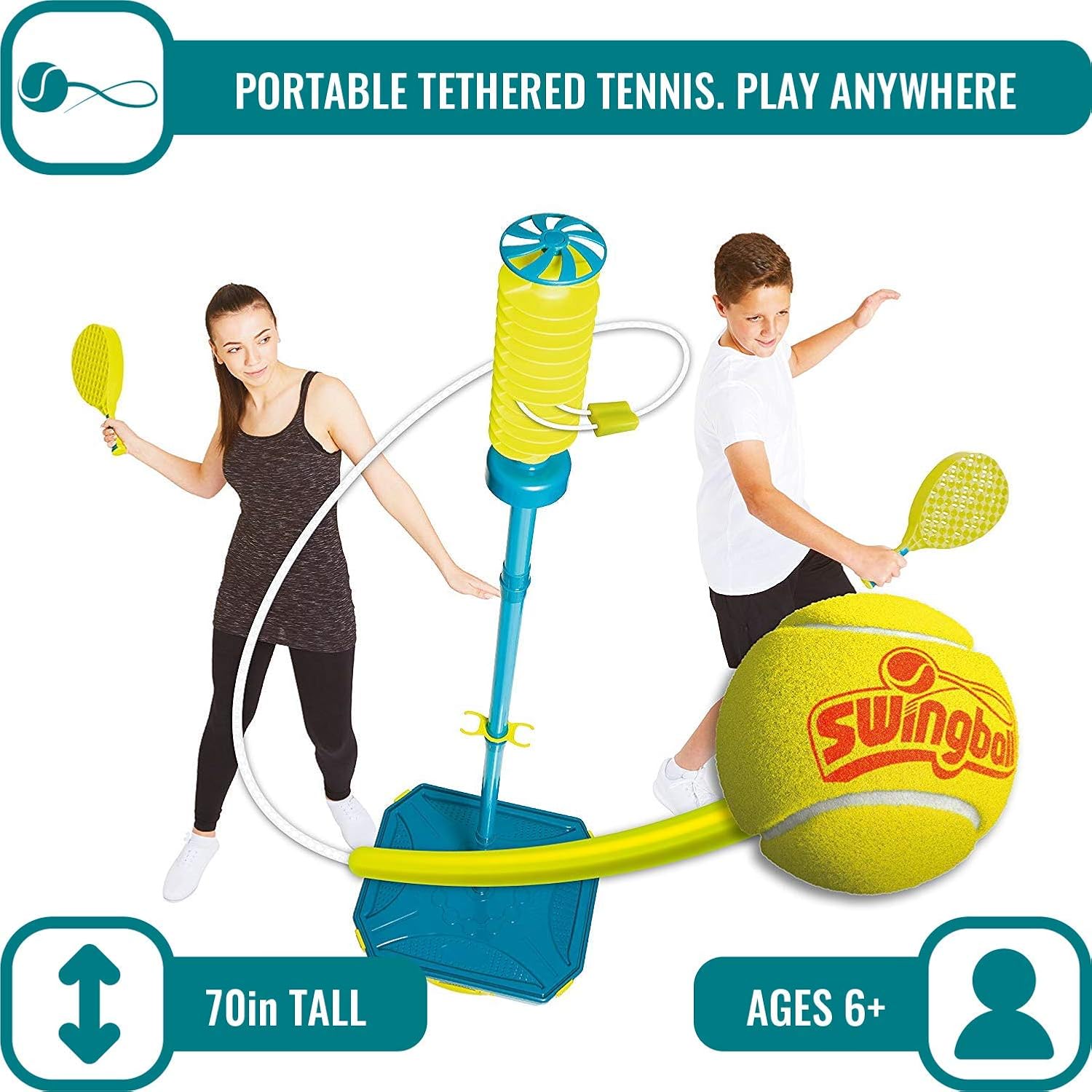 PRO Swingball – All Surface Portable Tether Tennis Set – Ages 6+ : Sports & Outdoors