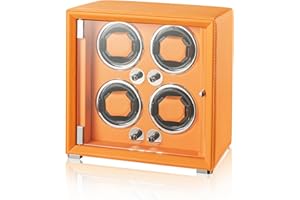 KOHUDIS Watch Winder for 2/4/6/9 Automatic Watches, high-end Leather Making, Super Quiet Mabuchi Motor, Two Power Modes, Built-in led Lights