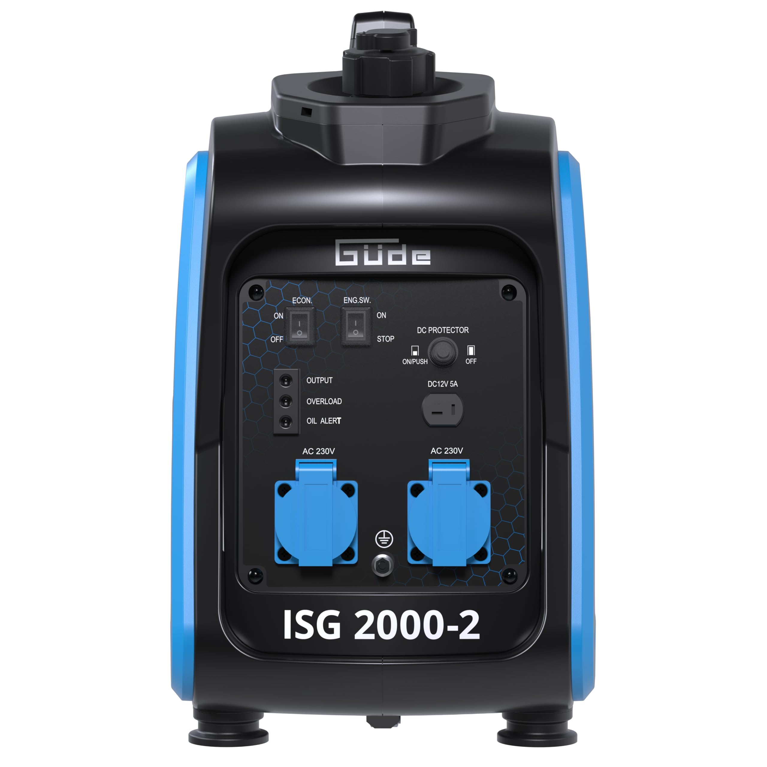 Güde Inverter Stromerzeuger ISG 2000-2 (4-Takt-OHV-Benzinmotor, 2,11/2,86 (kW/PS), max. 2000 W, 2x 230 V, Laufzeit bis 5,9 h, Tankinhalt 4,1 l, Überlastungsschutz, ECO-Funktion, Antivibrationsfüße) 2