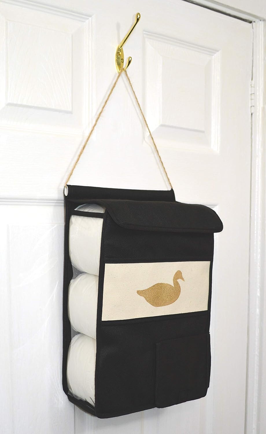 rollie holdies Black hanging toilet roll holder toilet roll storage