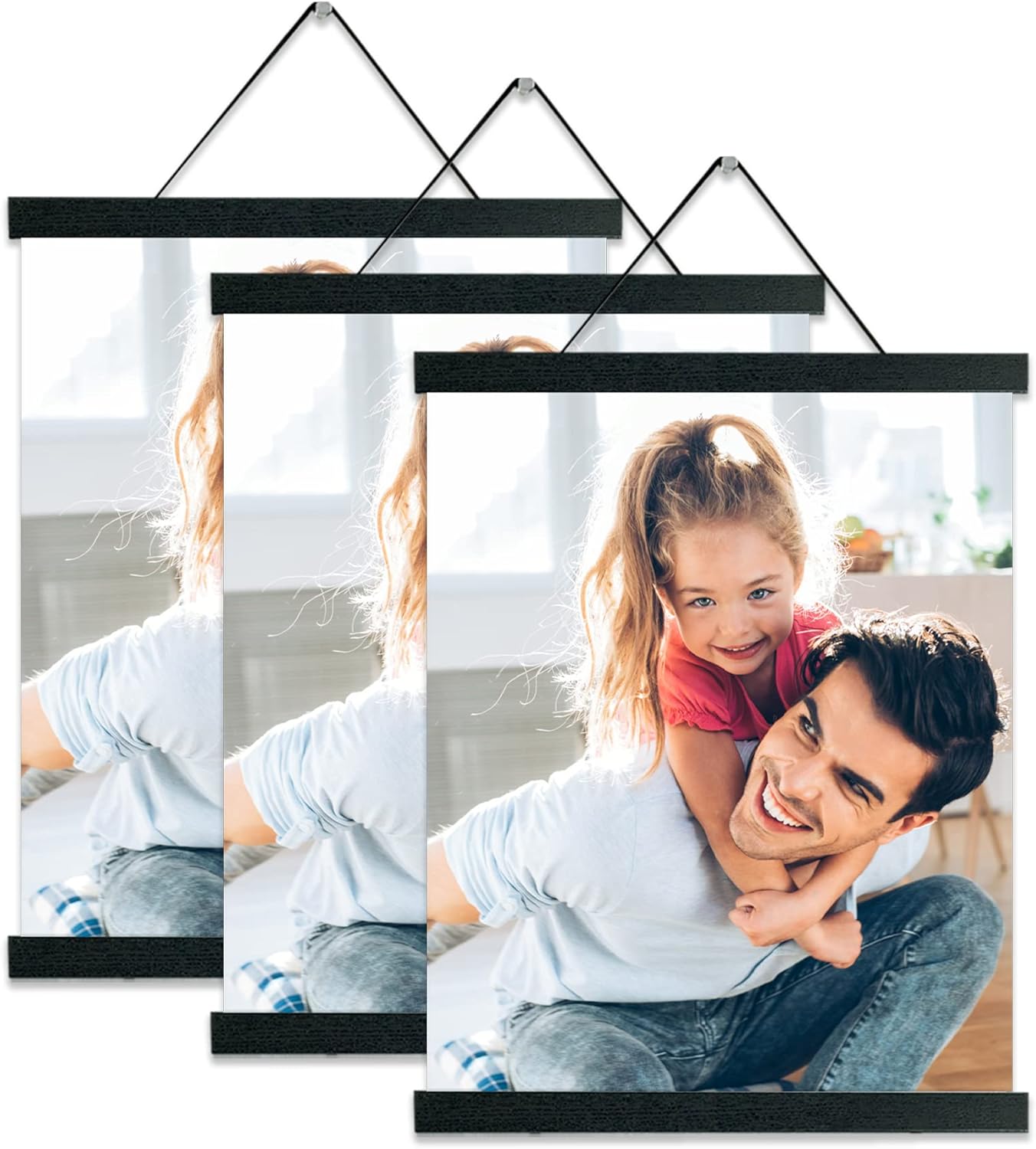 Wall Décor - Magnetic Poster Hanger Frame In black 3 pack, 16x24 16x20 16x16 Poster Frame Wooden Magnetic Hanging Kit for Walls Map Canvas Artwork