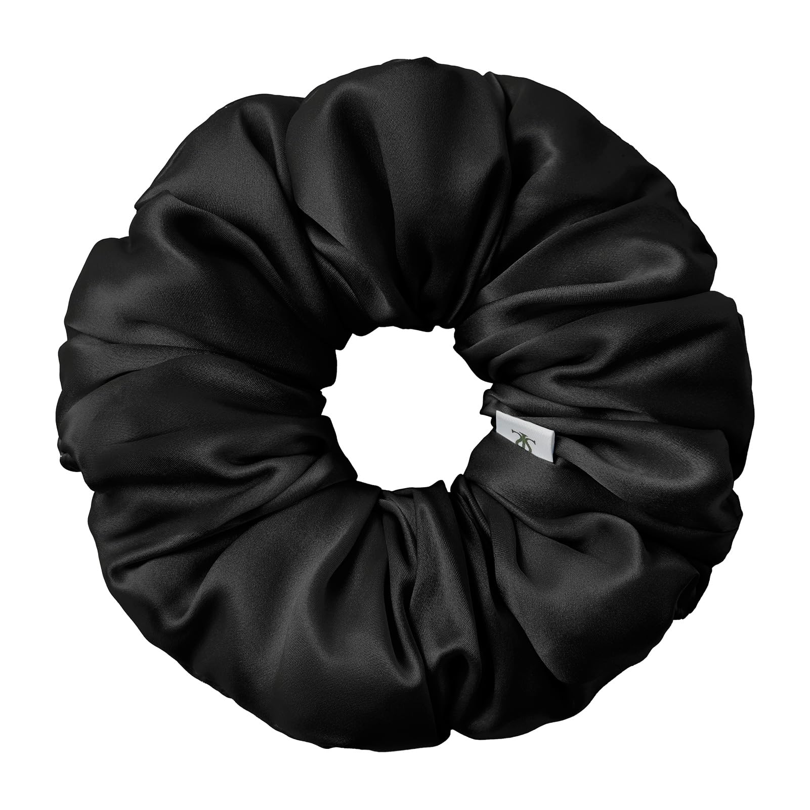 LILYSILK Women's 100% Mulberry Silk Big Hair Scrunchies Ladies Pure Silk Filled Giant XL Ponytail Holder Oversized Elastic Hair Tie Band Large Jumbo Hair Bobble for Breakage Prevention(Black)
