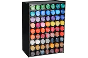 SANFURNEY 63 Holes Craft Paint Storage Organizer, Wall-Mounted Paint Holder for 2oz Acrylic Painting, Vertical Paint Rack Stand for Apple Barrel, Folkart -2oz Craft Paints, Black