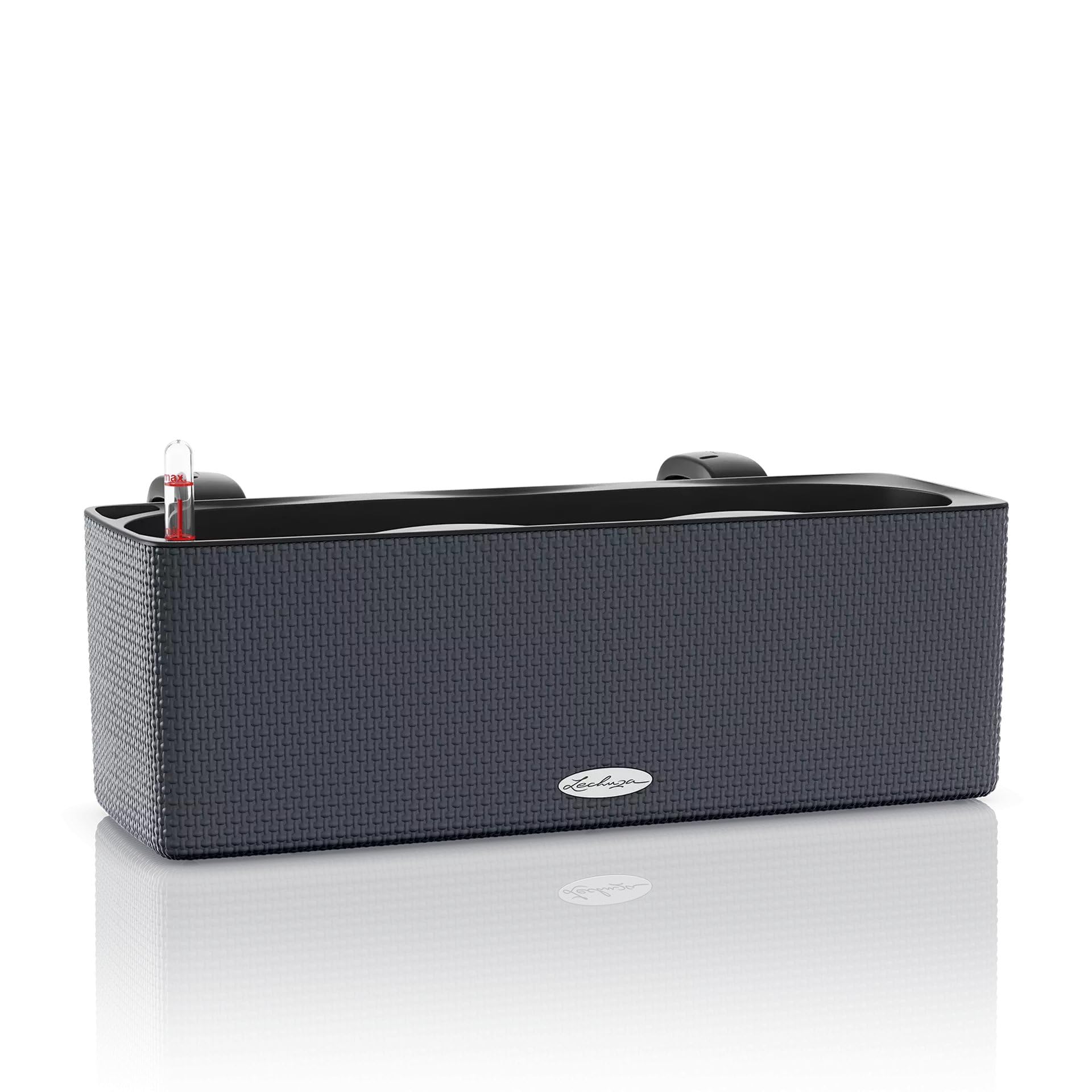 Lechuza CUBE Color Triple Self Watering Planter Plastic Indoor and Outdoor Hanging Plant Pot with Drainage Hole H14 L40 W14 cm Slate