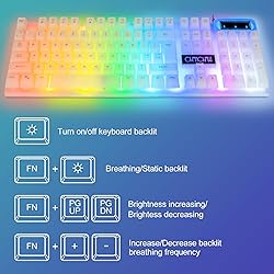 CHONCHOW LED Keyboard and Mouse, 104 Keys Rainbow