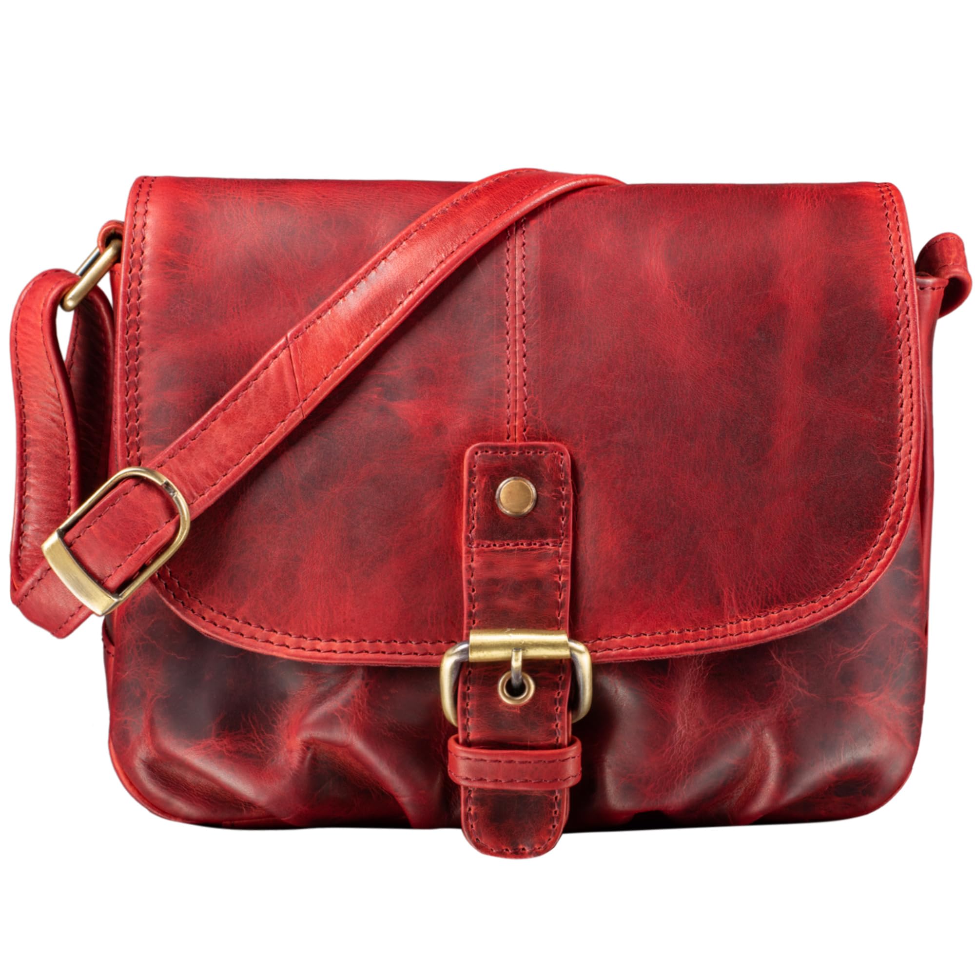 STILORD "Iris" Leather Handbag Ladies Small Vintage Shoulder Bag for Going Out Classic Evening Bag Tote Genuine Leather Colour:Kara - red