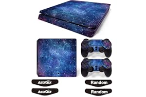 ASOKEX Ps4 Slim Stickers Full Body Vinyl Skin Decal Cover for PlayStation 4 Console Controllers (with 4pcs Led Lightbar Stickers) (Blue Starry Sky)