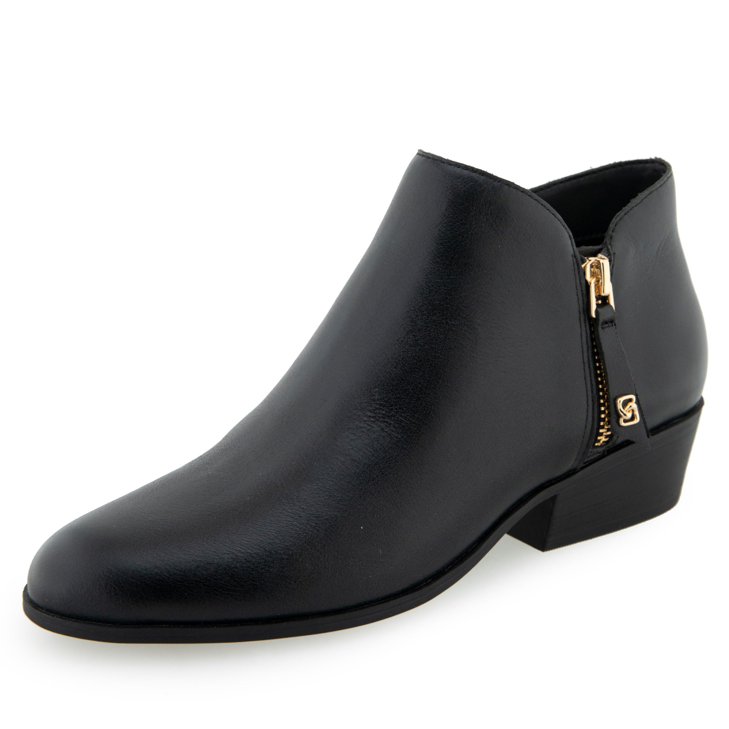 Aerosoles Women’s COLLAROY Ankle Boot, Black Burnished Leather, 9.5 Wide