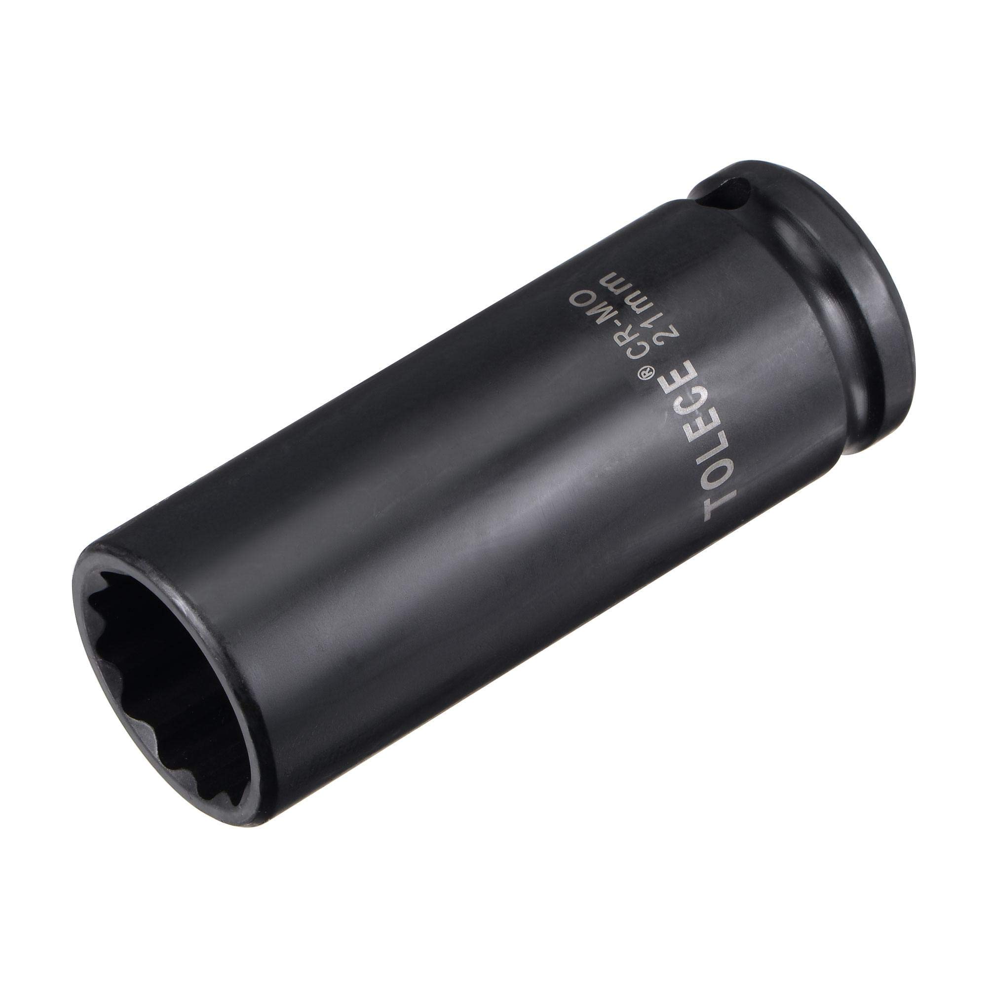 sourcing map 1/2-Inch Drive 22mm 12-Point Deep Impact Socket, CR-MO Steel 78mm Length, Metric Sizes