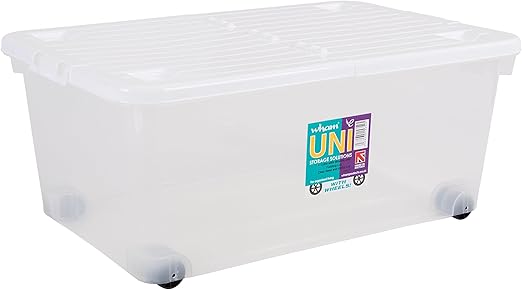 Wham – Caja, Polipropileno, Transparente de Color Blanco, 60 x 40 x 25 cm: Amazon.es: Hogar