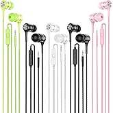 LWZCAM Wired Earbud 5 Pack with 3.5mm Stereo Headphones with Microphone | Bass-heavy sound, a built-in microphone, tangle-free design, ergonomic in-ear style, and compatibility with all 3.5mm jacks
