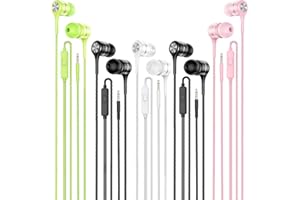 LWZCAM Wired Earbuds with Microphone 5 Pack, in-Ear Headphones with Heavy Bass, High Sound Quality Earphones Compatible with iPad, Laptop, MP3, Android Smartphones, Fits All 3.5mm Jack Device