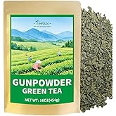TeeLux Gunpowder Green Tea Loose Leaf, Mellow & Smooth Taste, High Mountain Green Tea with Roasted Aroma, 16oz