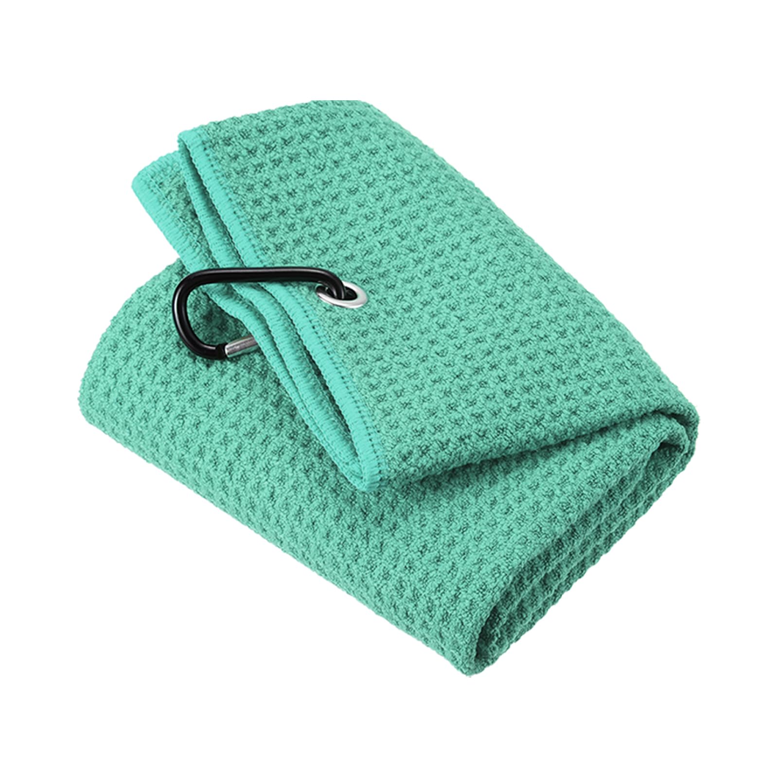 PATIKIL 24"x16" Tri-Fold Golf Towels, Waffle Pattern Towels Soft Fiber Strong Water Absorption with D Clip for Golf Lovers, Green