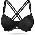 Upushall Women's Push Up Front Closure Bra Thick Padded Seamless Criss-Cross Back Underwire Bra Add Two Cup