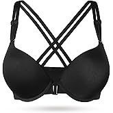 Upushall Women's Push Up Racerback Bra Front Closure Thick Padded Seamless Criss-Cross Back Underwire Bra Add Two Cup