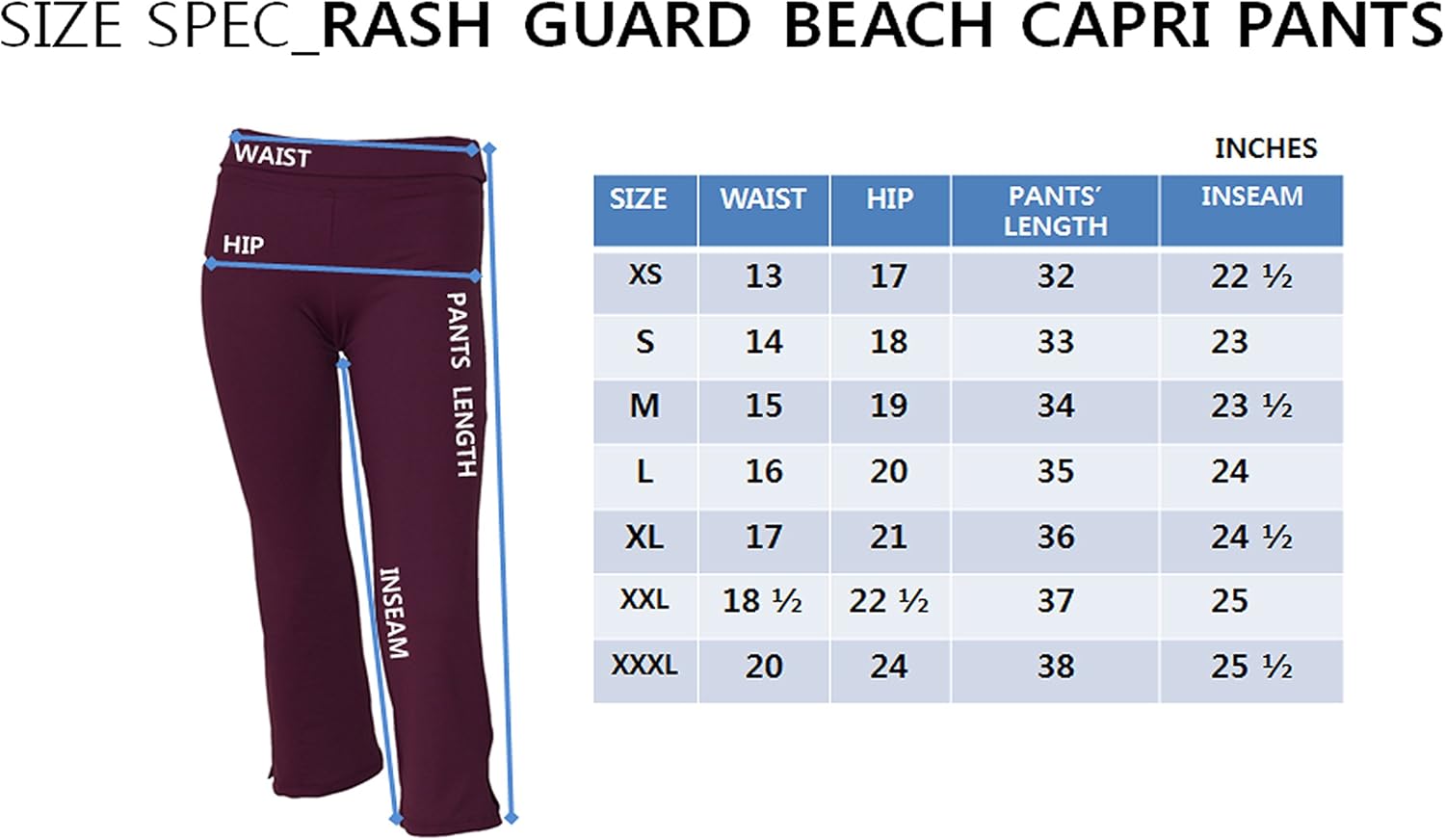 Private Island Women UPF 50+ Beach Capri Bootcut Pants Swimsuit Bathing Swim Rash Guard Bottom: Clothing