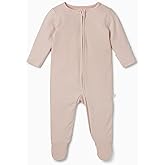 MORI Baby Ribbed Clever Pajamas with Two-Way Zips & Scratch Mitts – Footed Nightwear – Viscose from Bamboo & Cotton