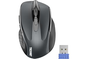 TECKNET Wireless Mouse, 2.4G Ergonomic Optical Mouse, Computer Mouse for Laptop, PC, Computer, Chromebook, Notebook, 6 Buttons, 24 Months Battery Life, 2600 DPI, 5 Adjustment Levels