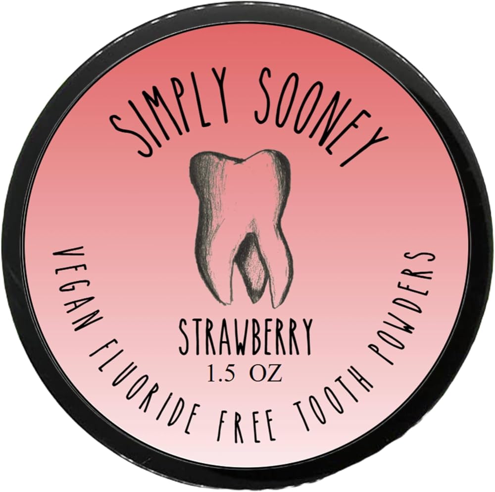 Simply Sooney Remineralizing Vegan Mineral Tooth Powder I Strawberry Formula I Natural Ingredients I Stronger Teeth 1.5oz (1.