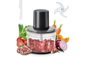 Olayks Electric Food Chopper, 8-Cup Food Processor with 4 Sharp Blades, 2.2L Glass Bowl Grinder for Meat, Vegetables, Fruits 