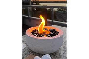 GENERIC Kalm Home Decorative White Concrete Table top Fireplace | Beautiful Design Ethanol Fireplace | Ethanol Fire Pit | Fire Bowl | Mini Personal Fire Place