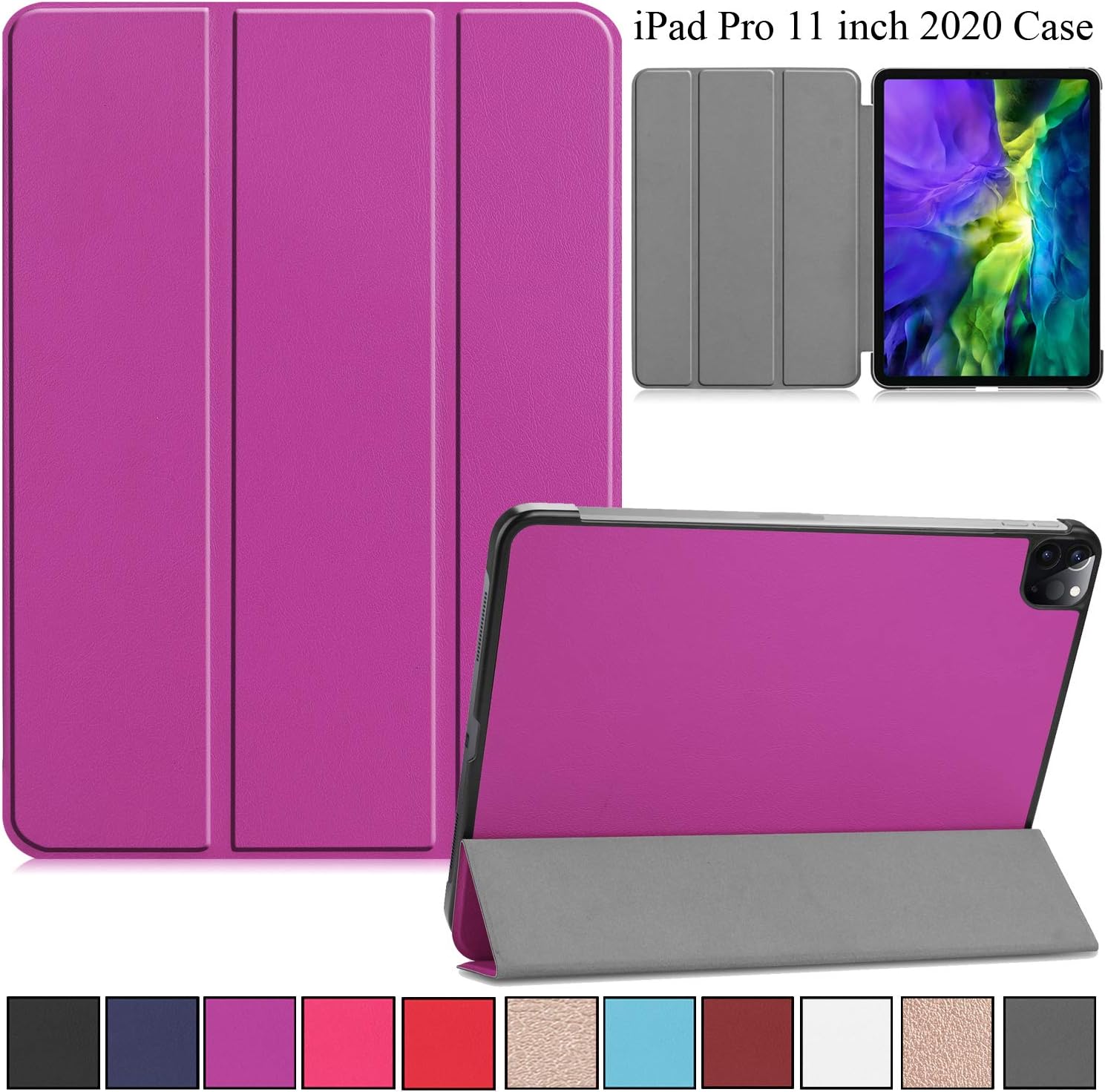 Artyond Case for New iPad Pro 11 inch, Slim Tri-Fold Stand with Auto Sleep/Wake Smart Support Apple Pencil Pairing & Charging Case for iPad Pro 11 3rd/2nd Generation 2021/2020 (Purple)