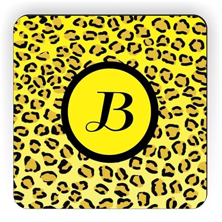 Rikki Knight - Letra B Inicial Amarillo Leopardo diseño con el ...