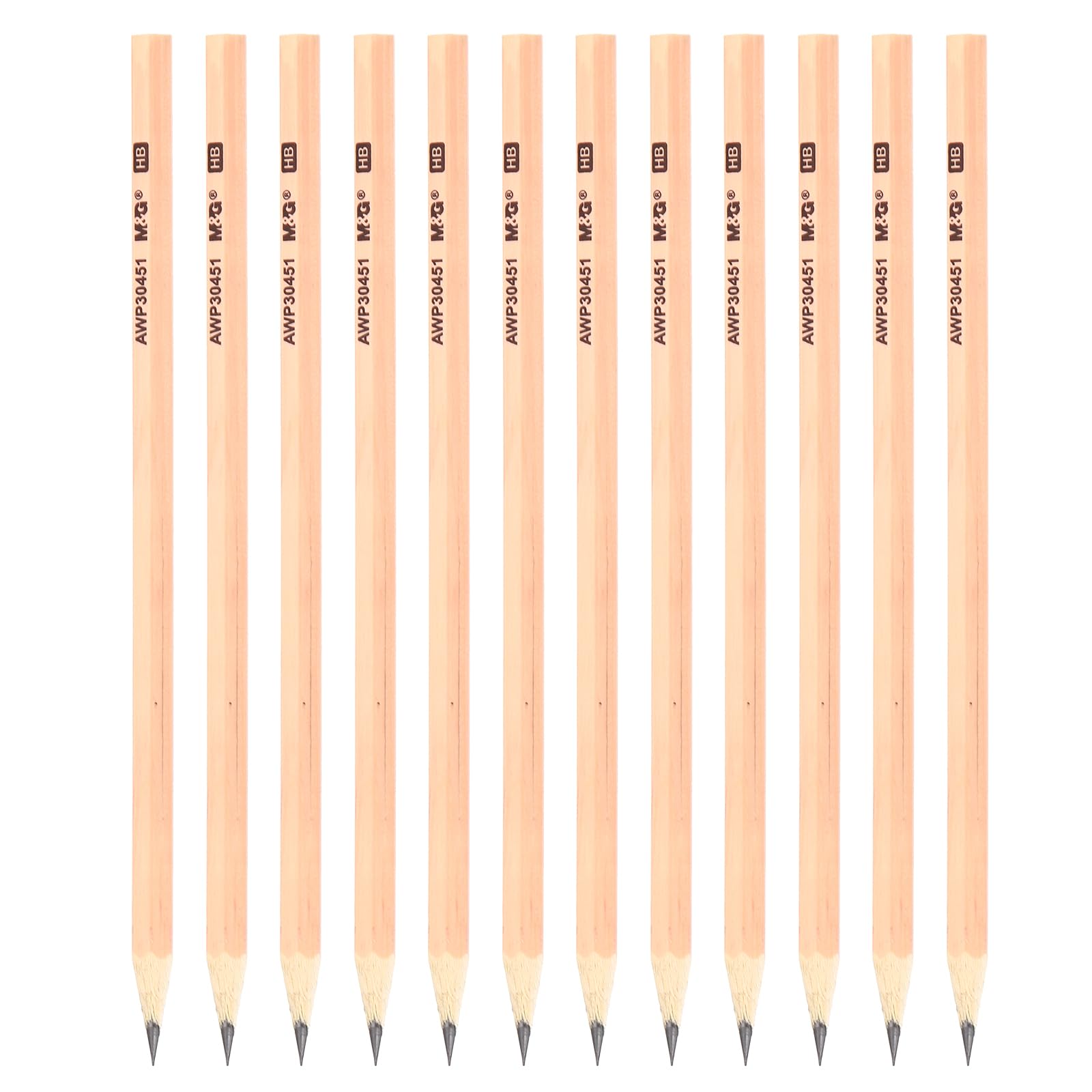 M&G Wooden Hexagonal HB Graphite Pencils, 12 Pack